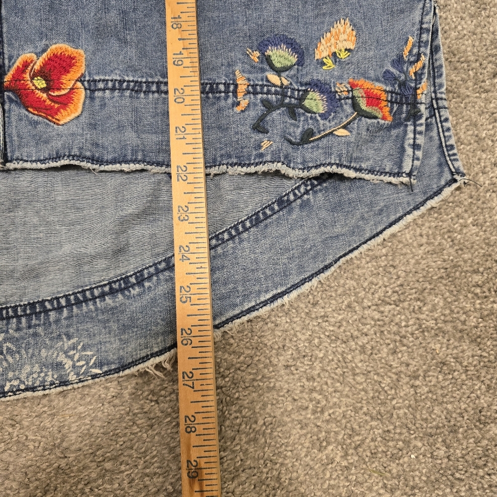 Marrakesh Free People Embroidered Denim Top Jacket NWT Boho Hippie Funky Boxy - Picture 9 of 14